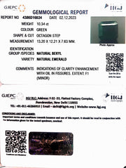 10.34/CT Natural Panna Stone with Govt. Lab Certificate (16650)